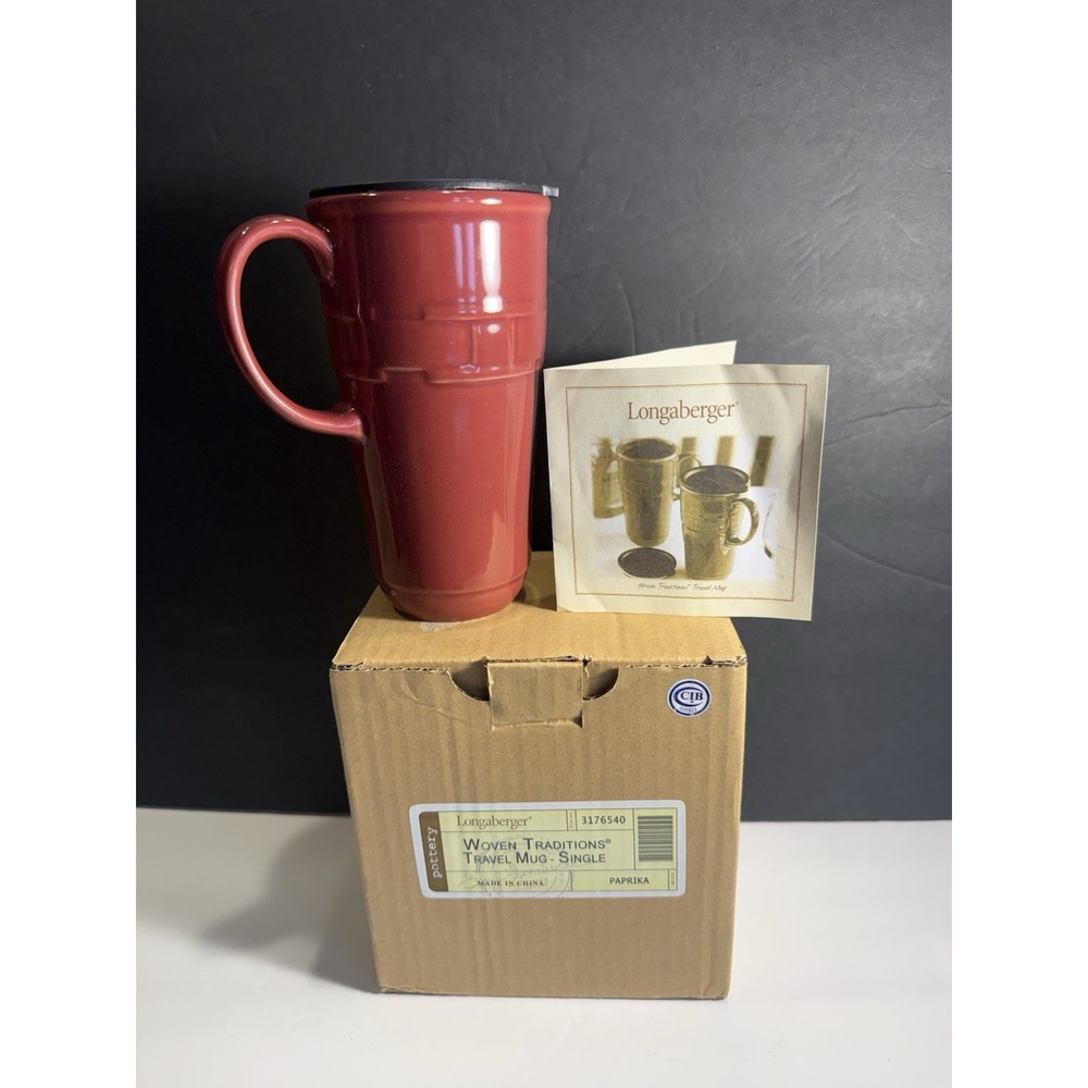 Longaberger Woven Traditions Paprika Travel Mug Single 3176540 NIB